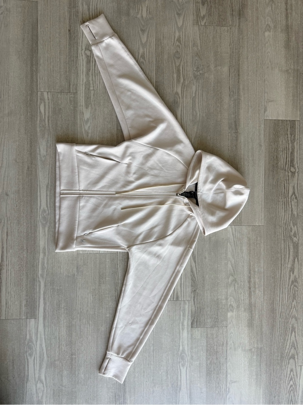 Minimal Zip-Up Hoodie in Light Cream